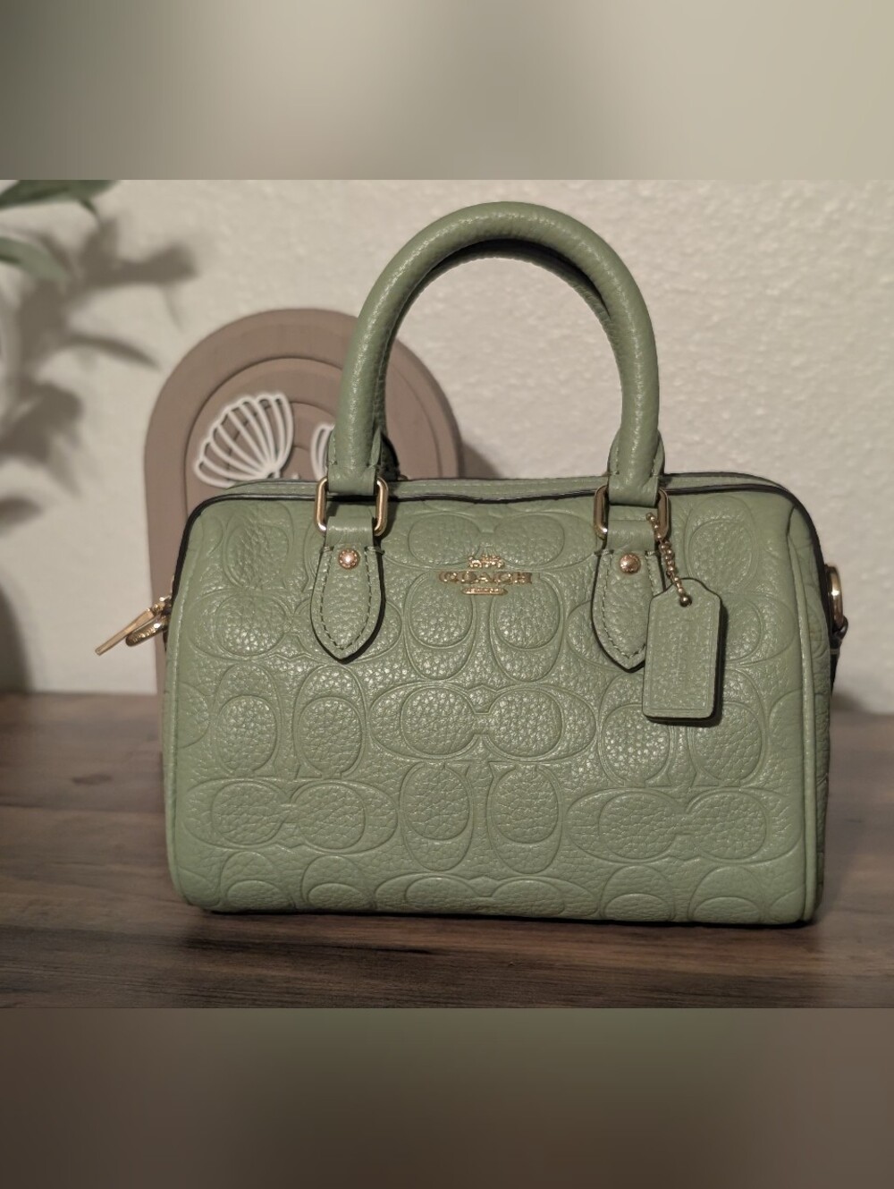 ✨ Coach Mini Rowan Crossbody in Signature Leather – Pistachio Green ✨